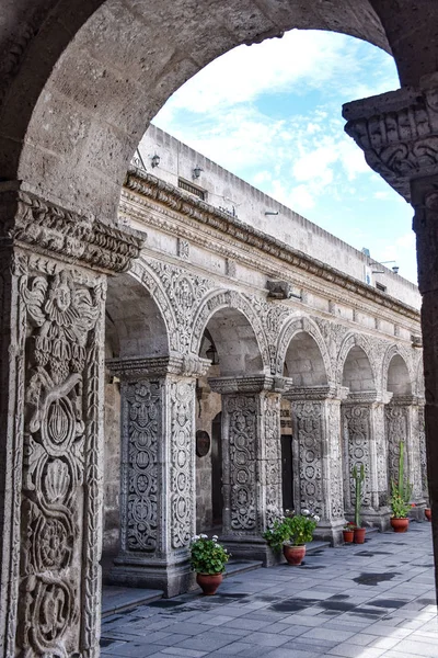 Innergård Och Kloster Kyrkan Compania Arequipa Peru — Stockfoto