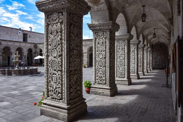 Cortile Interno Chiostri Della Chiesa Compania Arequipa Perù — Foto Stock