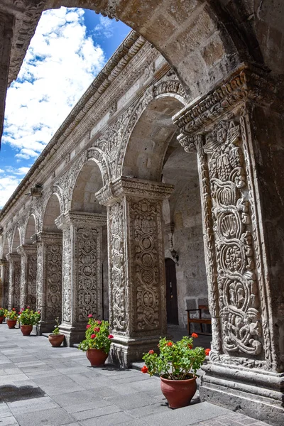 Innergård Och Kloster Kyrkan Compania Arequipa Peru — Stockfoto