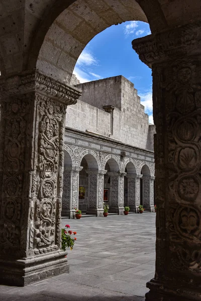 Cortile Interno Chiostri Della Chiesa Compania Arequipa Perù — Foto Stock