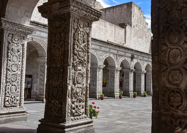 Innergård Och Kloster Kyrkan Compania Arequipa Peru — Stockfoto