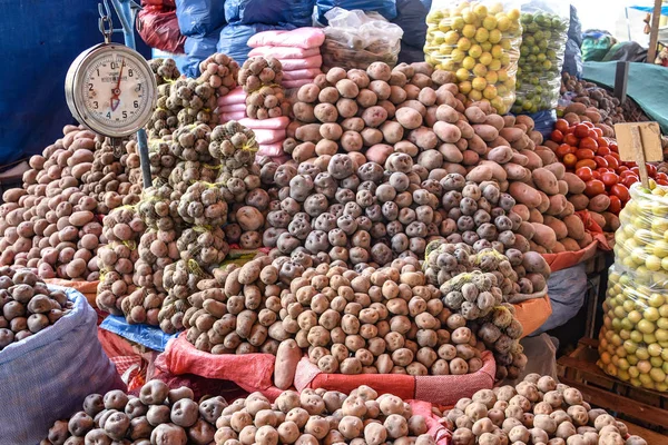 Arequipa Perù Ottobre 2018 Varietà Patate Vendita Nel Mercato Centrale — Foto Stock