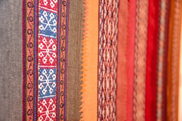 Close Van Traditionele Andes Textiel Ontwerpen Arequipa Peru — Stockfoto