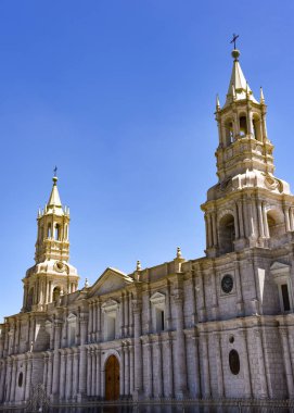 Bazilika Katedrali Arequipa Plaza de Armas, Peru, Güney Amerika.