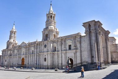 Bazilika Katedrali Arequipa Plaza de Armas, Peru, Güney Amerika.