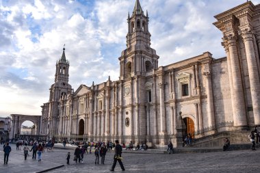 Bazilika Katedrali Arequipa Plaza de Armas, Peru, Güney Amerika.