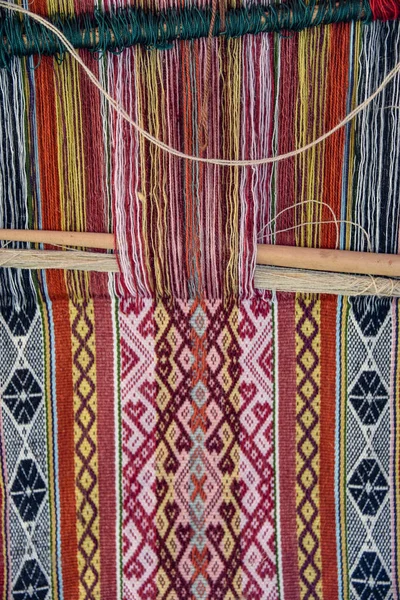 Zblízka Tradiční Andské Textilních Vzorů Arequipa Peru — Stock fotografie