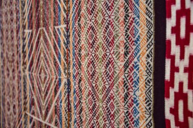 Geleneksel and tekstil tasarımları kapatın. Arequipa, Peru