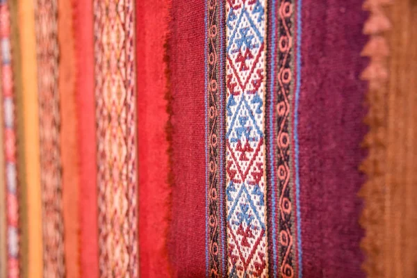 Primer Plano Los Diseños Textiles Andinos Tradicionales Arequipa Perú — Foto de Stock