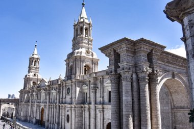 Bazilika Katedrali Arequipa Plaza de Armas, Peru, Güney Amerika.