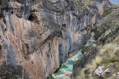 Millpu Lagoon, bir dizi çarpıcı doğal turqoise havuzları, Ayacucho şehri yakınında, Peru