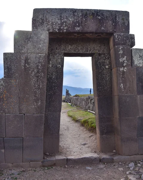 Dinding Batu Dan Piramida Usnu Vilcashuaman Dibangun Oleh Inka Untuk — Stok Foto