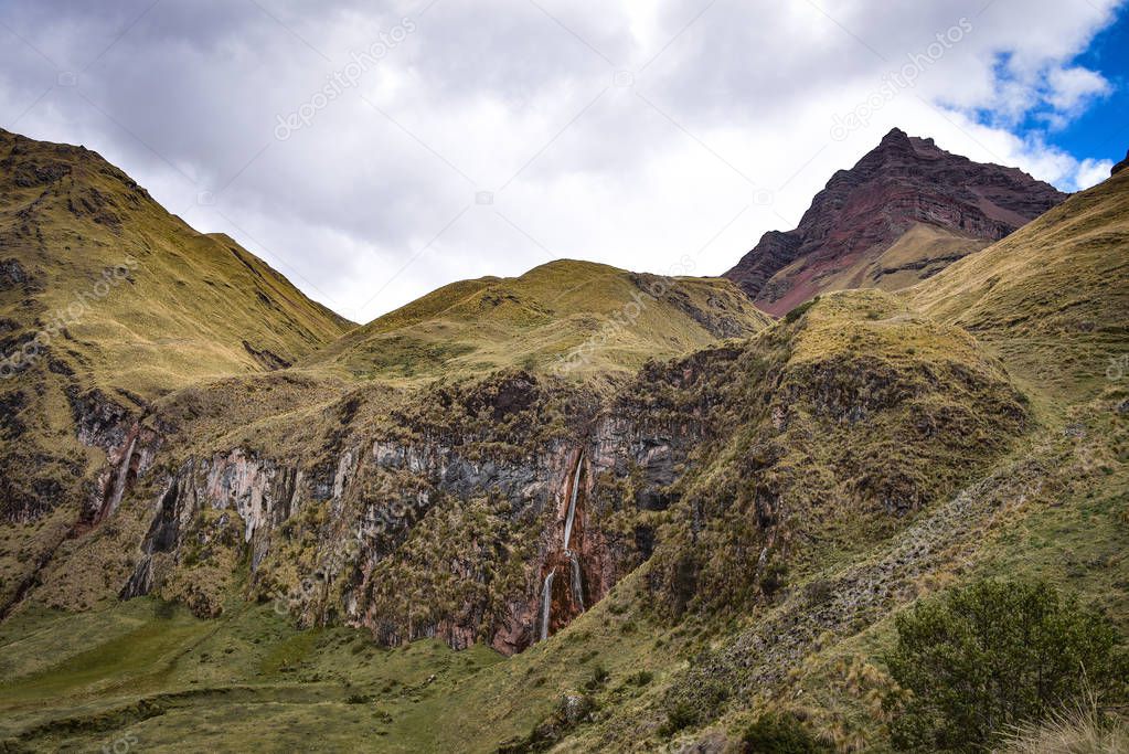 Dramatic mountain scenery on the Ancascocha Trek. Cuzco, Peru