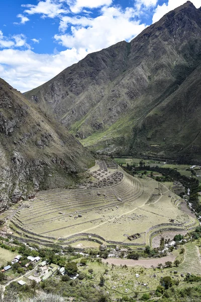 As ruínas incas de Patallacta e Llactapata na Trilha Inca para Machu Picchu — Fotografia de Stock
