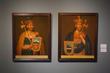 Lima, Peru - Incas Manco Capac ve Tupac Yupanqui 'nin portreleri