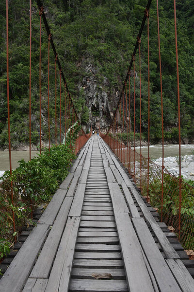 La Merced, Peru - Puente Colgante Kimiri, a bridge on the Chanchamayo river.