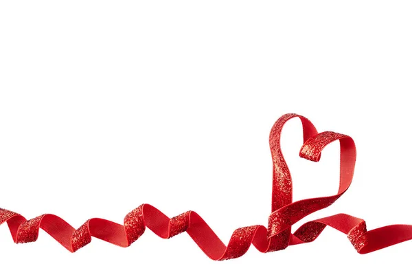 Rotes Geschenk Band Herzform Isoliert Über Weißem Hintergrund Vorlage Für lizenzfreie Stockbilder