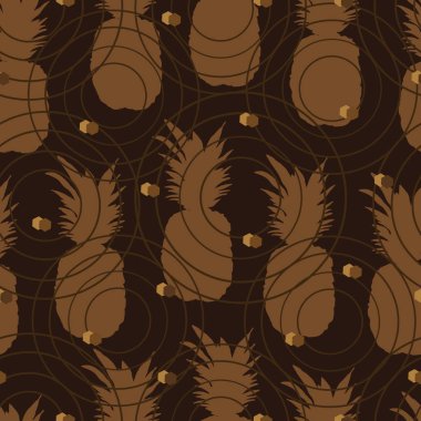 Ananas kakao-meyve zevk. Dikişsiz tekrar desen arka planda Brown .