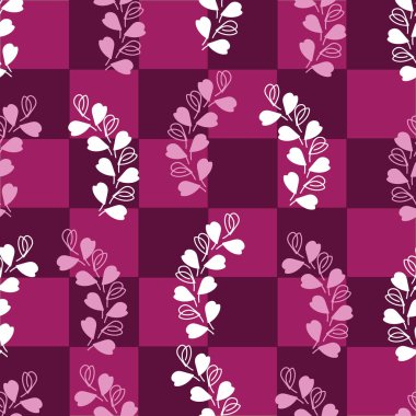 Soyut lavanta-aşık Parise Seamless yineleme modeli Bordo arka plan üzerinde. Açık pembe ve beyaz renkleri.