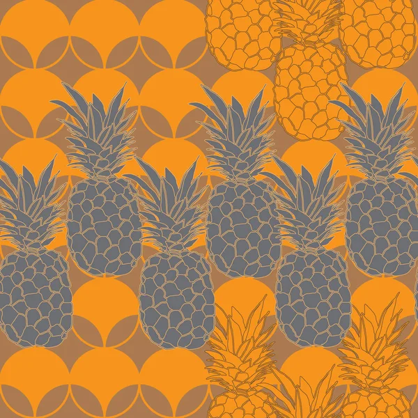 Ananas kovan-meyve zevk. Sorunsuz tekrar desen illüstrasyon. Arka planda sarı ve gri.