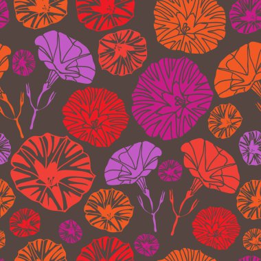 Petunia Garden -Bloom çiçekleri sorunsuz tekrar desen