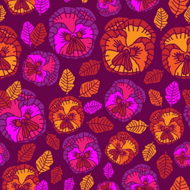 Pensy Delight -Bloom çiçekleri sorunsuz tekrar desen
