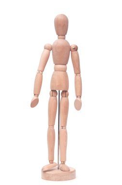 Beyaz arka plan üzerinde izole tahta kukla Close-Up