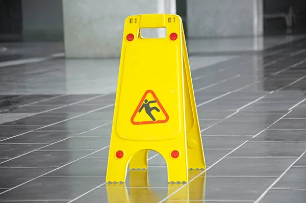 Slippery Floor Surface Warning Sign Symbol Building Hall Office Hotel — Stock Photo, Image
