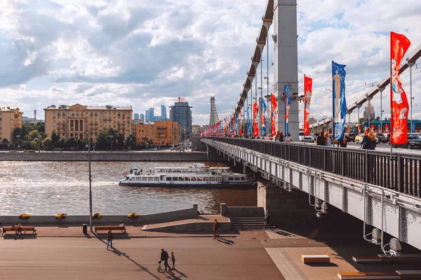 Puente Crimea Está Decorado Con Banderas Con Taliman Copa Mundial — Foto de Stock