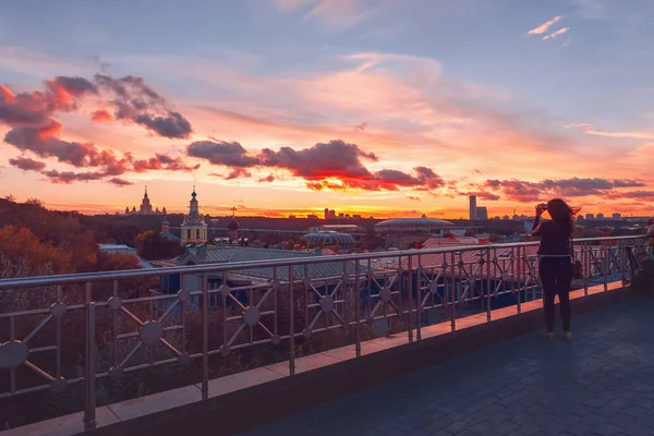 Ras Sightseeing Platform Moscú Sunset Universidad Estatal Moscú Msu Iglesia — Foto de Stock