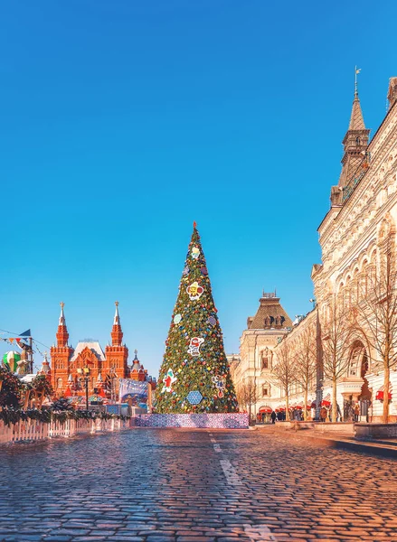 Árbol Navidad Plaza Roja Paisaje Año Nuevo Encías Rusia Moscú —  Fotos de Stock