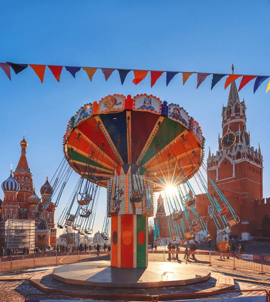 Karussell Auf Dem Kaugummimarkt Auf Dem Roten Platz Neujahrsmesse Russland — Stockfoto