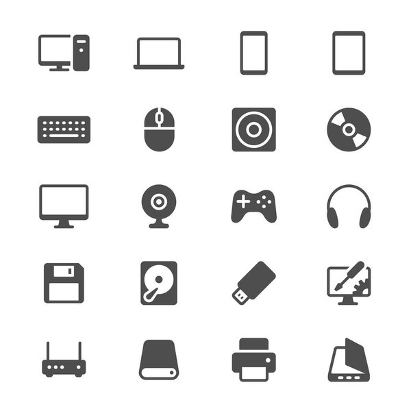 Computer glyph icons. Clear and sharp. Easy to resize.
