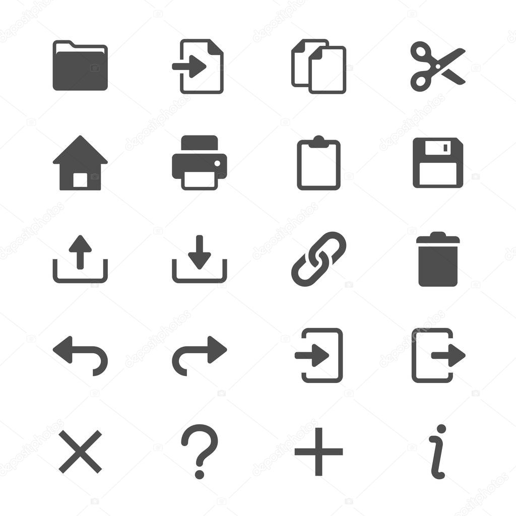 Application toolbar glyph icons. Clear and sharp. Easy to resize.