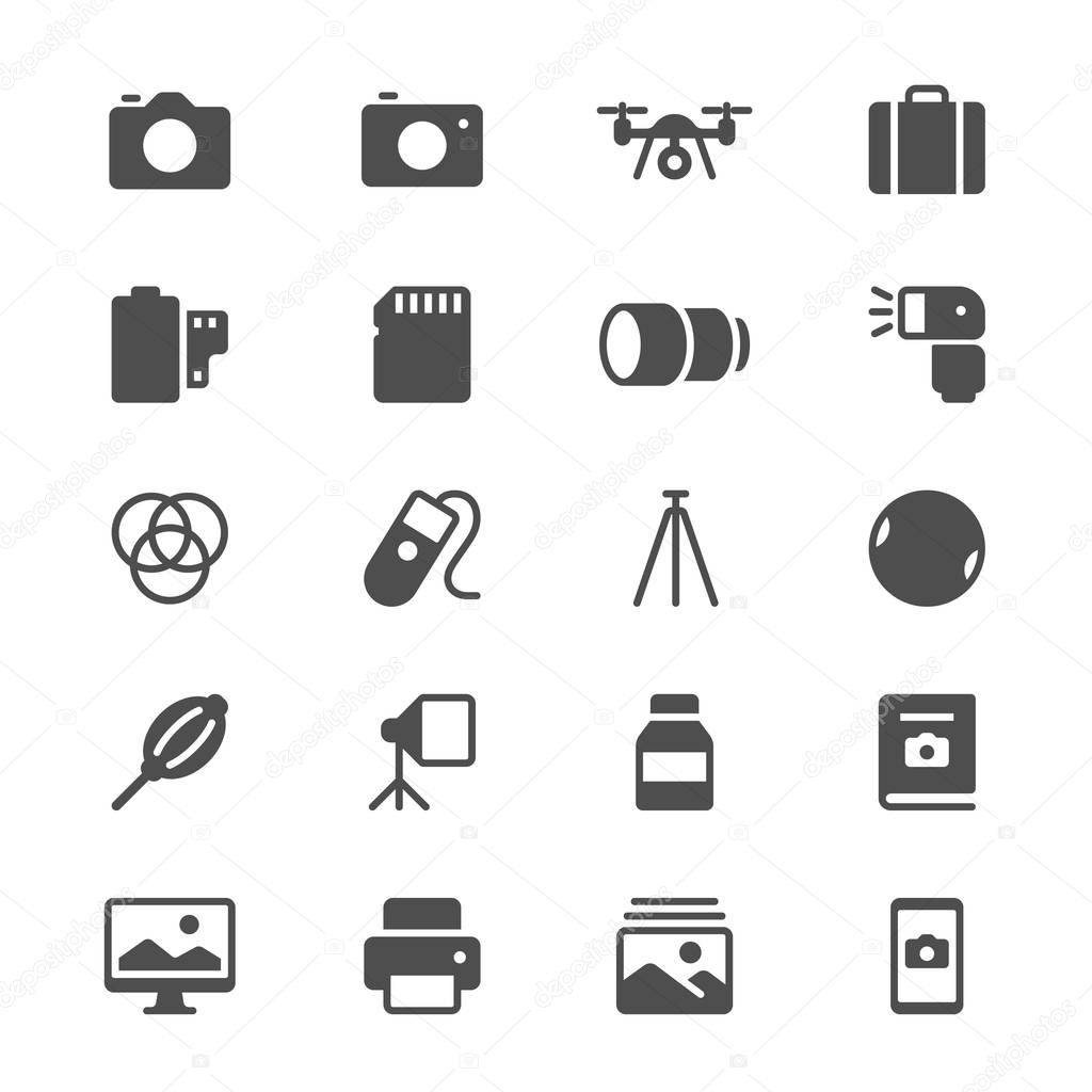 Photography glyph icons. Clear and sharp. Easy to resize.