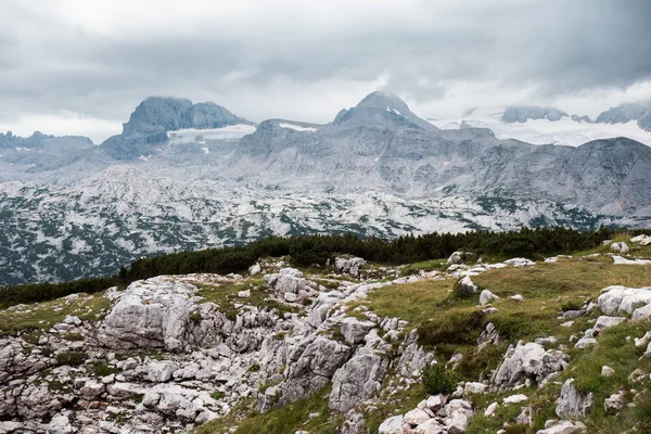 Österrikiska Alperna Magnifik Utsikt Över Klippiga Bergen Innan Stormen — Stockfoto