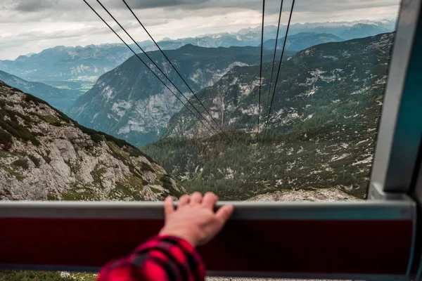 Male Hand Funicular Cabin Dachstein Mountains — Stock Photo, Image