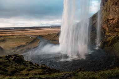  Pitoresk şelale, İzlanda. Nordic doğa