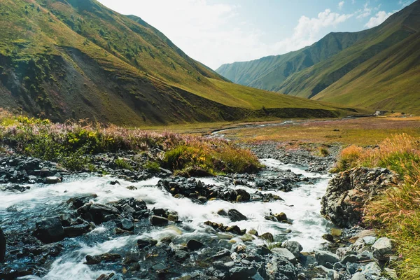 Gebirgsstrom Wasser Der Landschaft Des Kaukasus Georgiens Asiens — Stockfoto