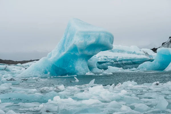 Água Geleira Coberta Bancos Gelo Paisagem Nórdica Islândia — Fotografia de Stock