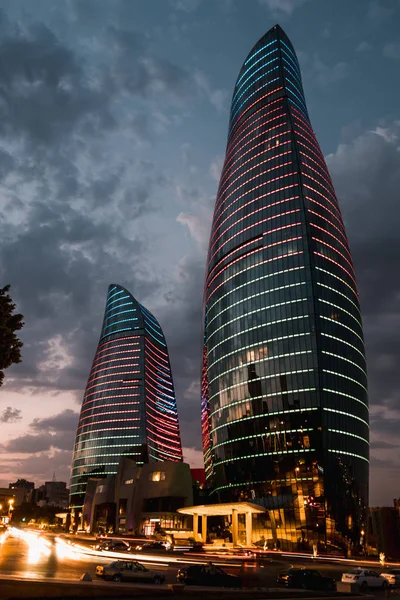 Городская Сцена Современными Небоскребами Баку Азербаджан — стоковое фото
