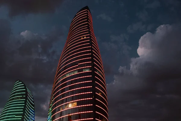 Escena Urbana Con Rascacielos Modernos Bakú Azerbaiyán — Foto de Stock