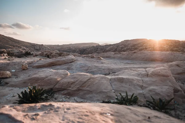 Rocks Arid Landscape Sunrise Desert Jordan Asia — Stock Photo, Image