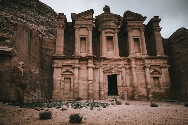 Antico Tempio Roccia Khazneh Petra Giordania — Foto Stock