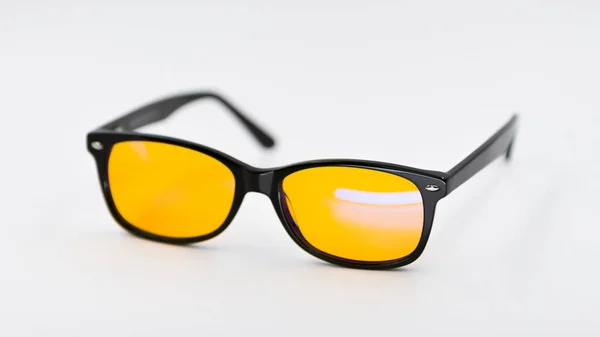 Óculos Bloqueio Luz Azul Com Lentes Amarelas Estilo Moderno — Fotografia de Stock