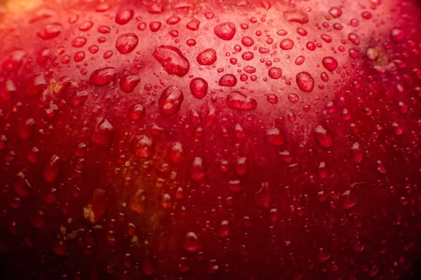 Manzana Roja Con Gotas Agua — Foto de Stock