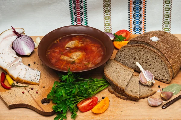 Ukrainian Borsch National Cuisine — Stock Photo, Image