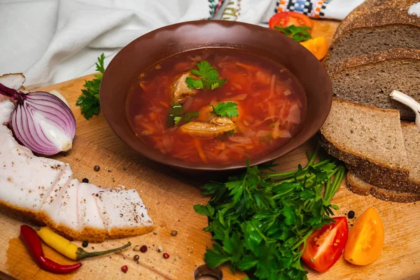 Ukrainian Borsch National Cuisine — Stock Photo, Image