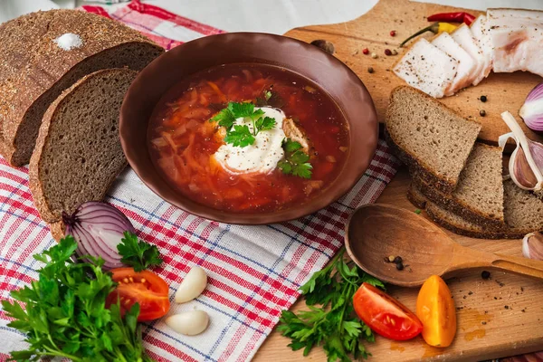 Ukrainian Borsch National Cuisine — Stock Photo, Image