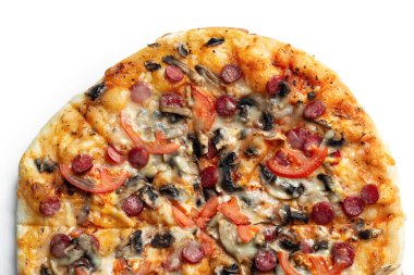 beyaz zemin üzerinde pizza